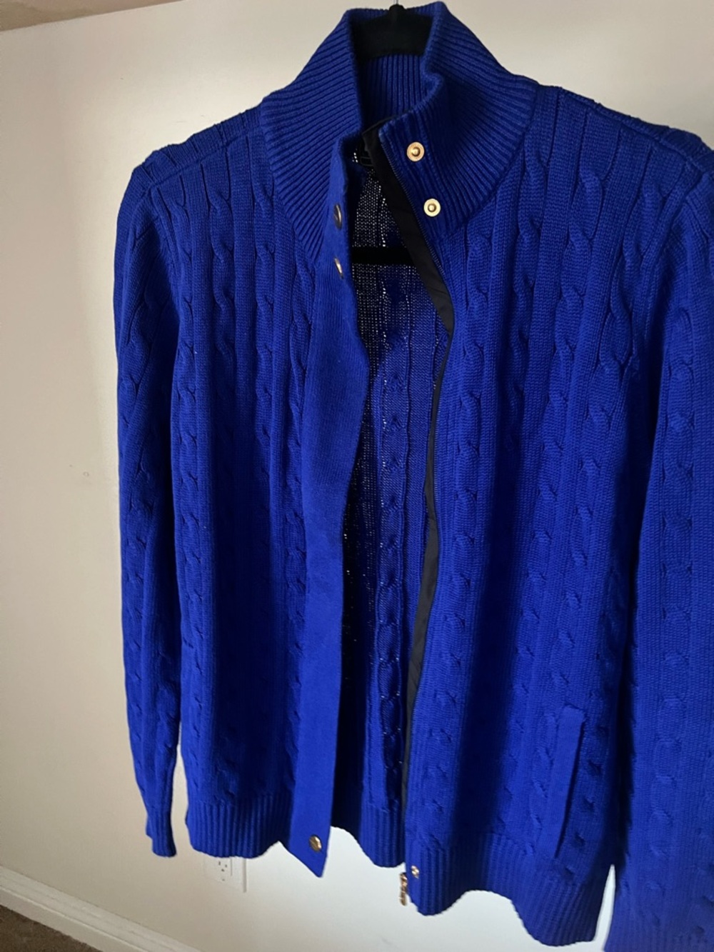 Ralph Lauren Electric royal Blue Cable-Knit Zip Cardigan